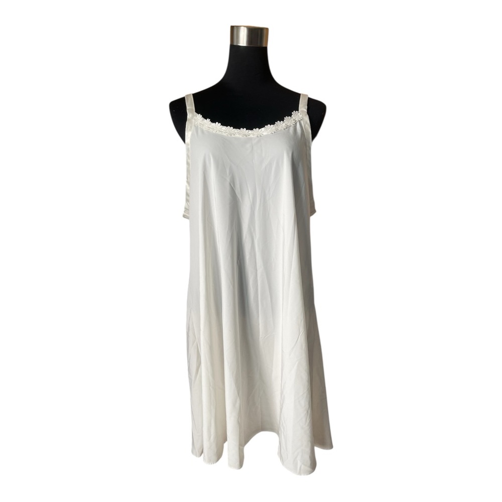RARE Vintage 90s Designer Marks & Spencer White Mini Slip Dress Floral Detail M